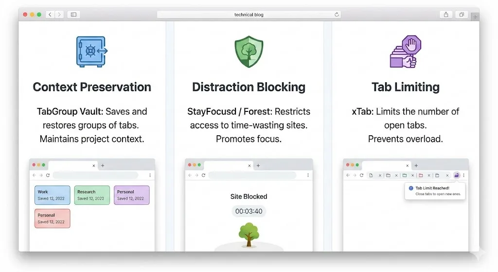 ADHD-friendly browser setup with visual cues and timers