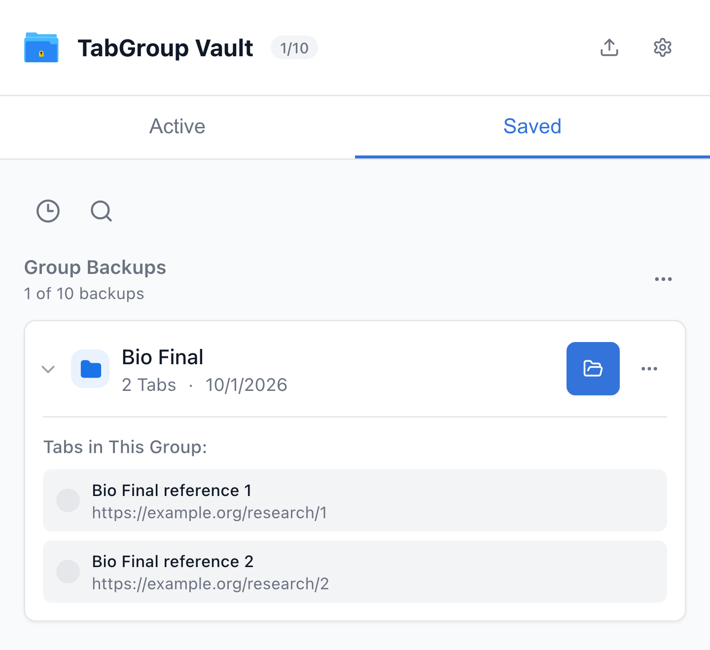 Saved Bio Final Group backup expanded to show its two study Tabs.