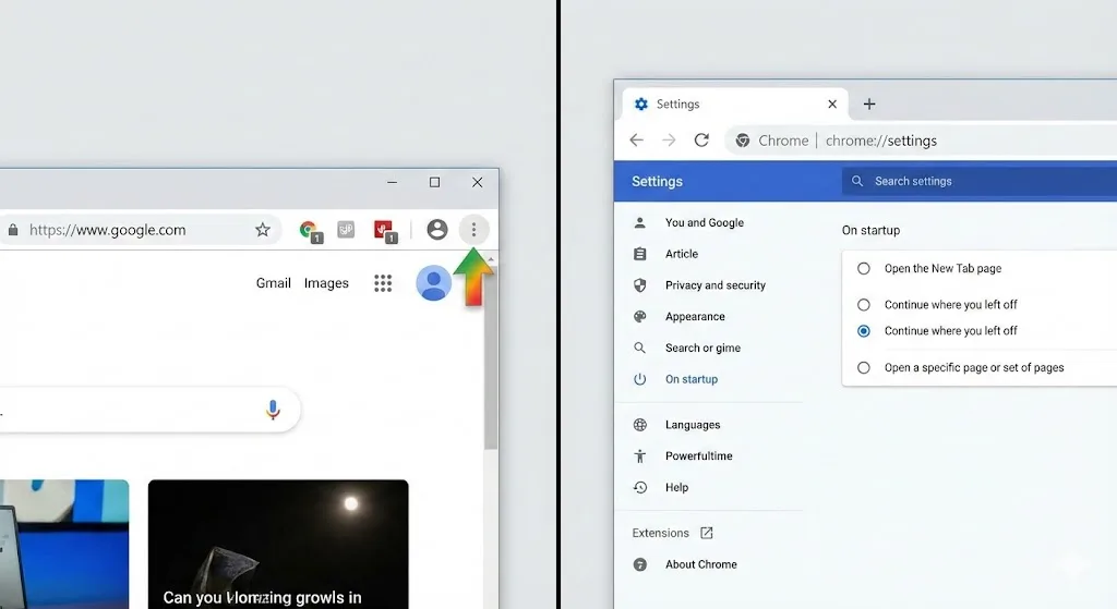 Chrome menu showing Restore window option
