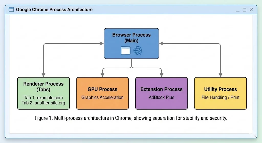 Chrome Task Manager showing memory usage per tab