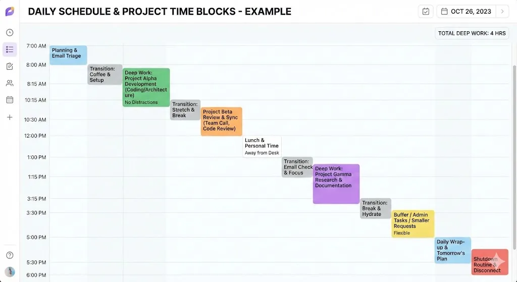 Remote work day structure: Focus blocks, breaks, communication windows