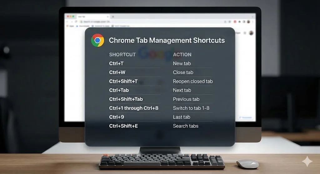 Keyboard shortcut cheat sheet overlay on Chrome