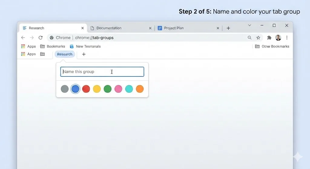 Step 2: Selecting Add tab to new group