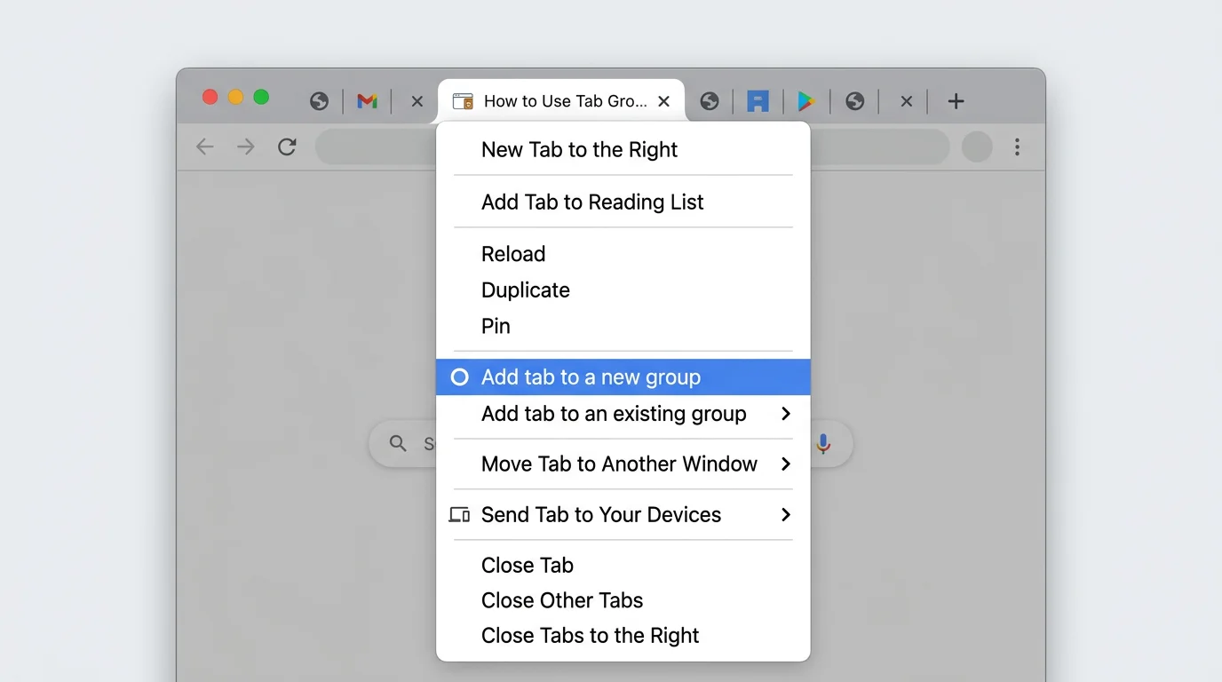 Screenshot of Chrome's right-click tab context menu with 