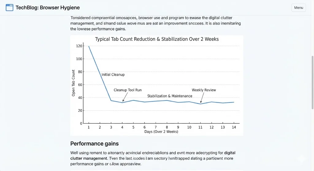 Recovery: Same user with organized tab groups and regular cleanup