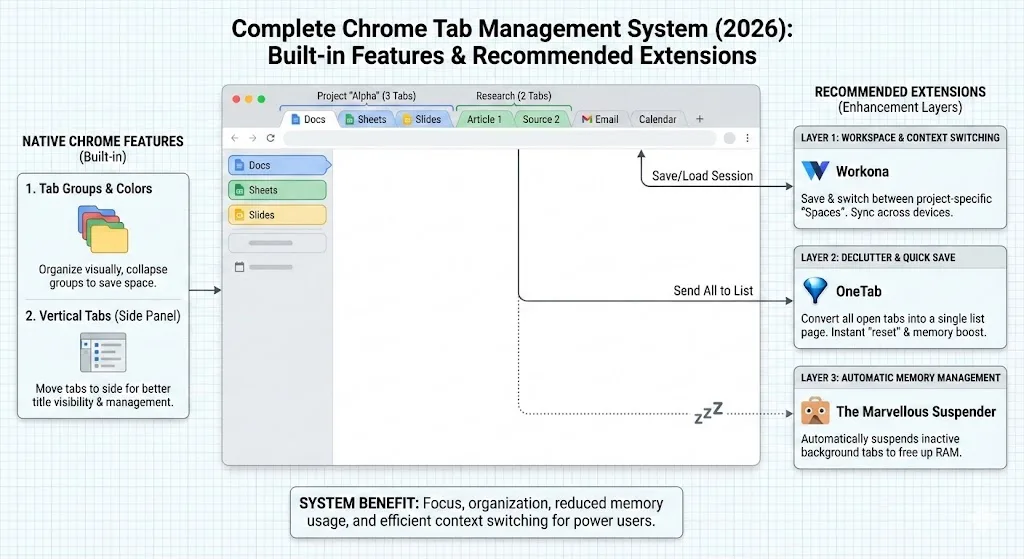 Complete tab management workflow diagram