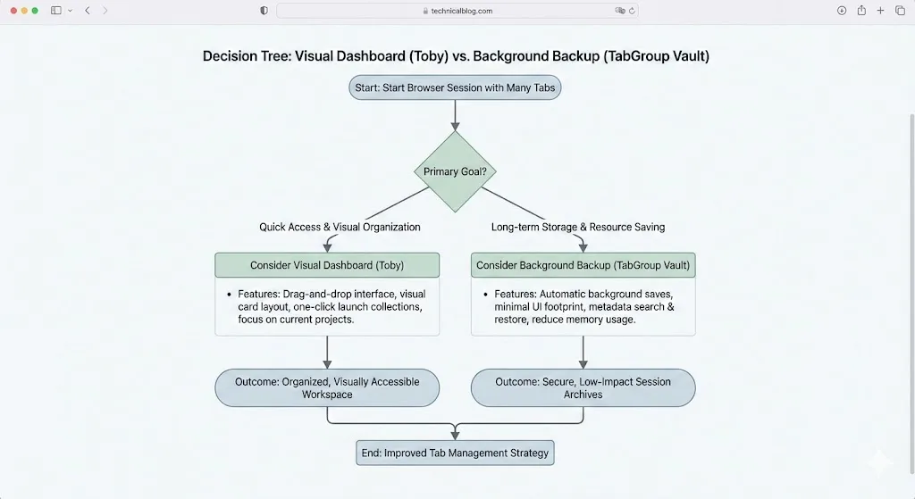 Diagram: Tab suspender memory vs Tab manager organization